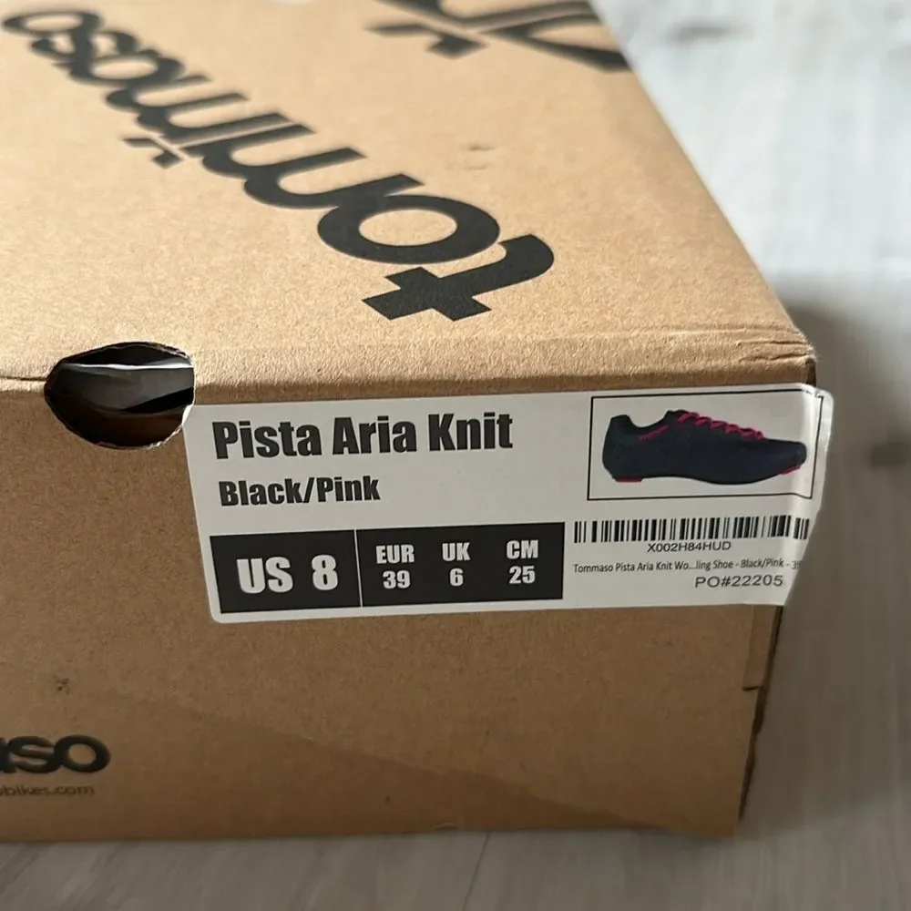 Tommaso Pista Aria‎ Knit cycling shoes Size 8 in Black /pink NWT and in box
